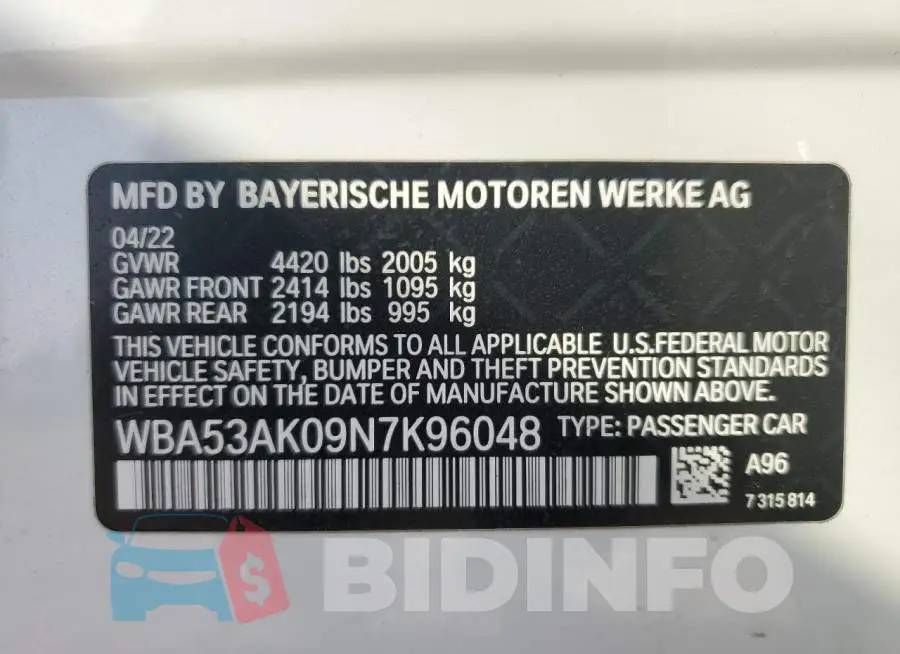 WBA53AK09N7K96048 Photo# 12