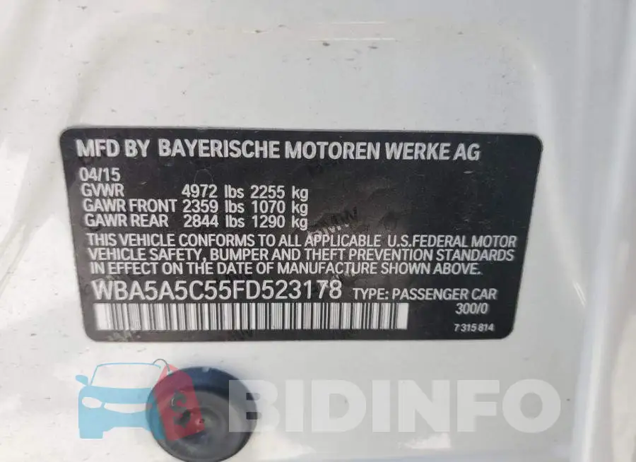 WBA5A5C55FD523178 Photo# 13