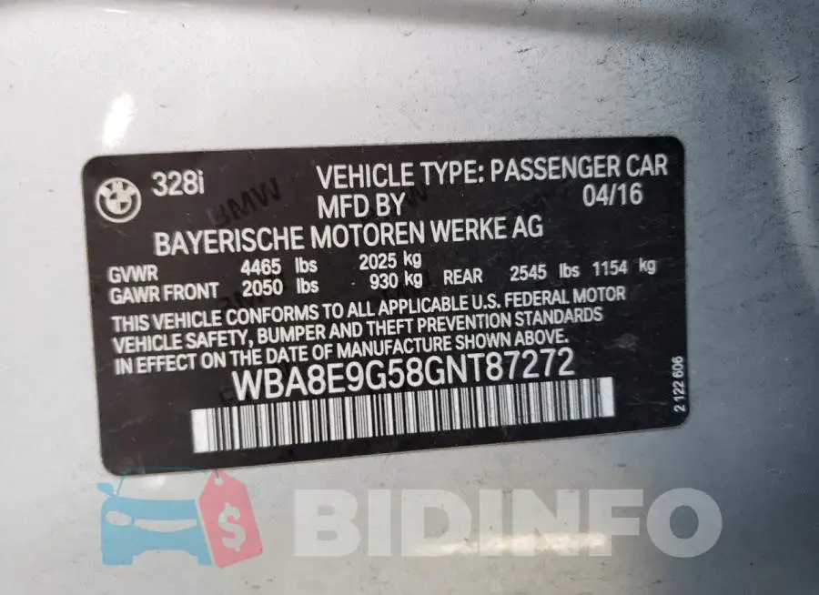 WBA8E9G58GNT87272 Photo# 12