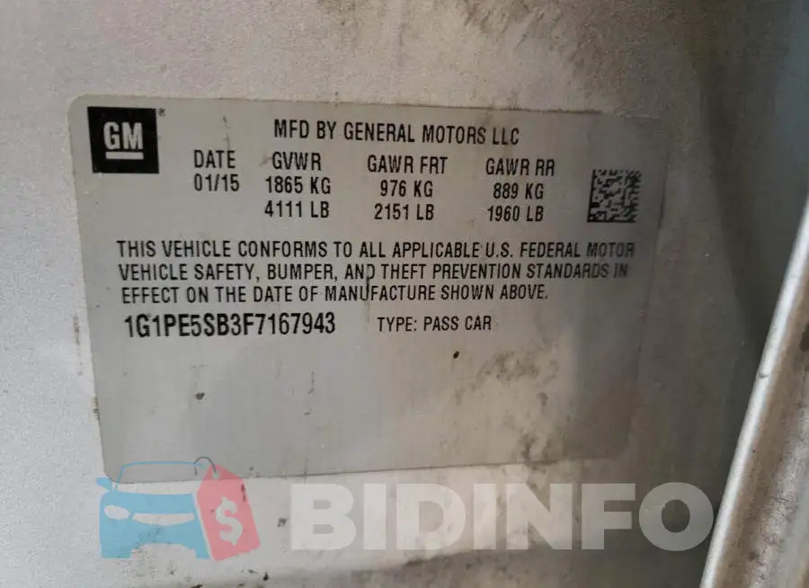 1G1PE5SB3F7167943 Photo# 12