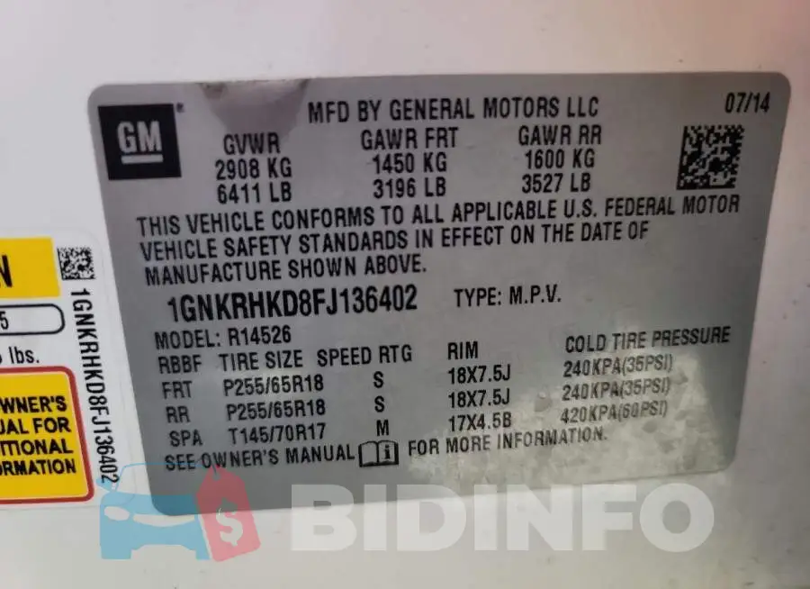 1GNKRHKD8FJ136402 Photo# 13