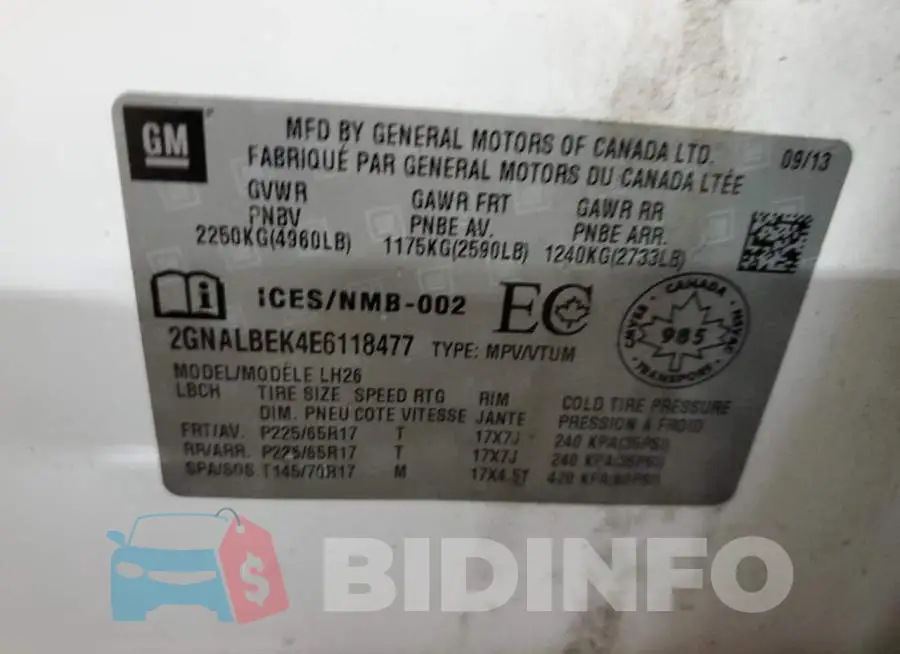 2GNALBEK4E6118477 Photo# 13