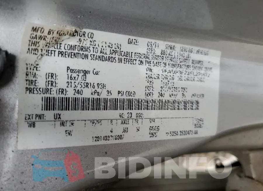 1FADP3F23EL291872 Photo# 13
