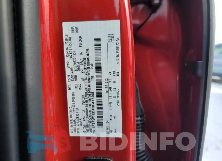 1FTFW1ED4NFA17205 Photo# 12