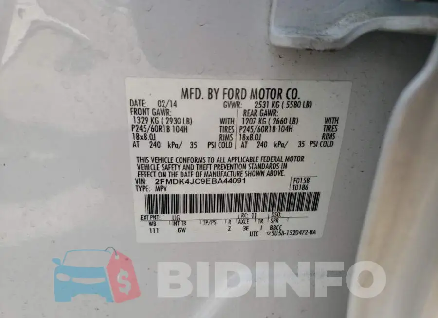 2FMDK4JC9EBA44091 Photo# 10