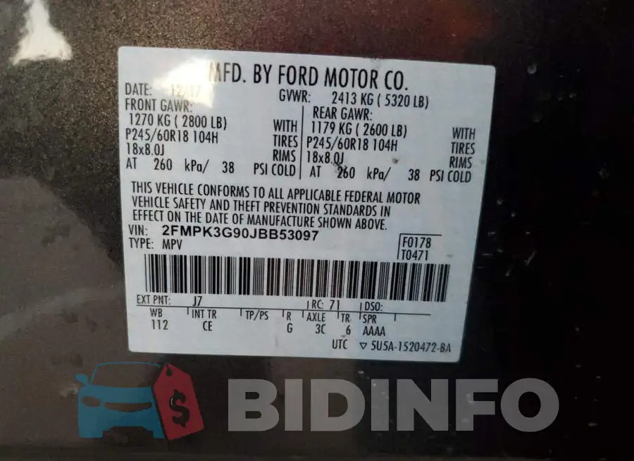 2FMPK3G90JBB53097 Photo# 12
