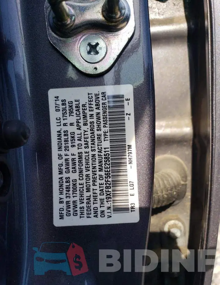 19XFB2F56EE258511 Photo# 12