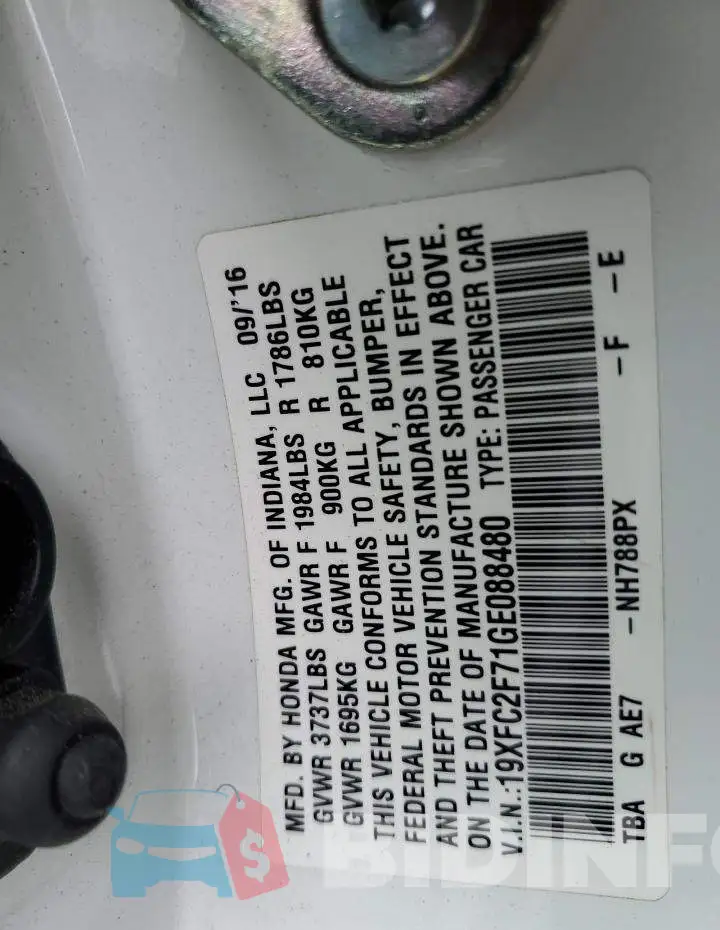 19XFC2F71GE088480 Photo# 12
