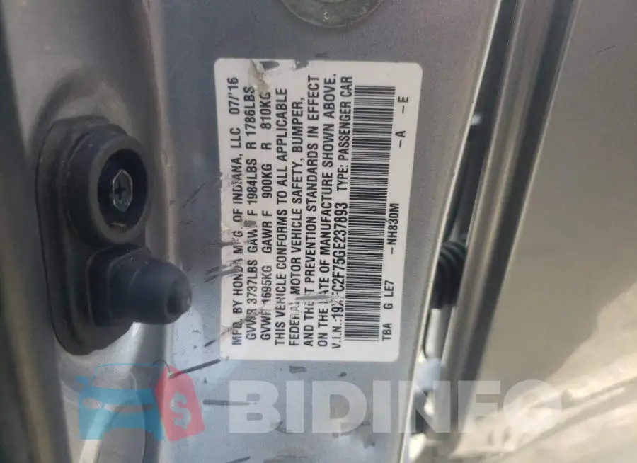 19XFC2F75GE237893 Photo# 12