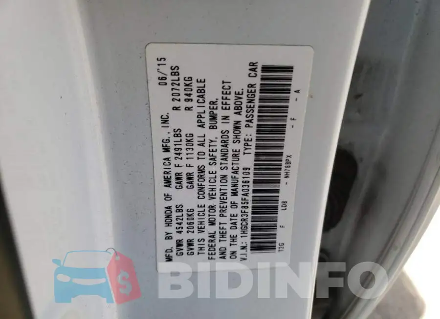 1HGCR3F85FA036109 Photo# 12