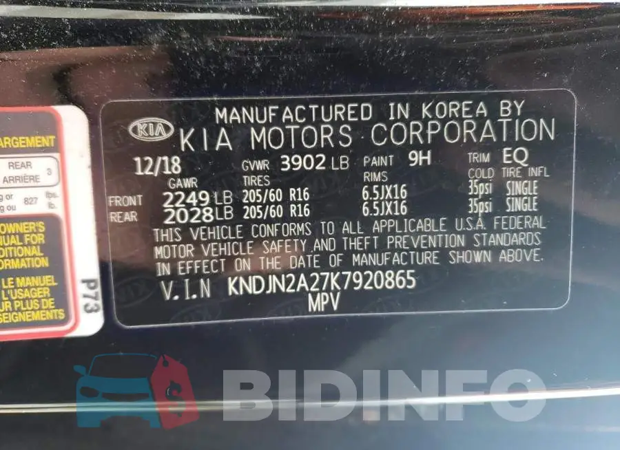 KNDJN2A27K7920865 Photo# 12