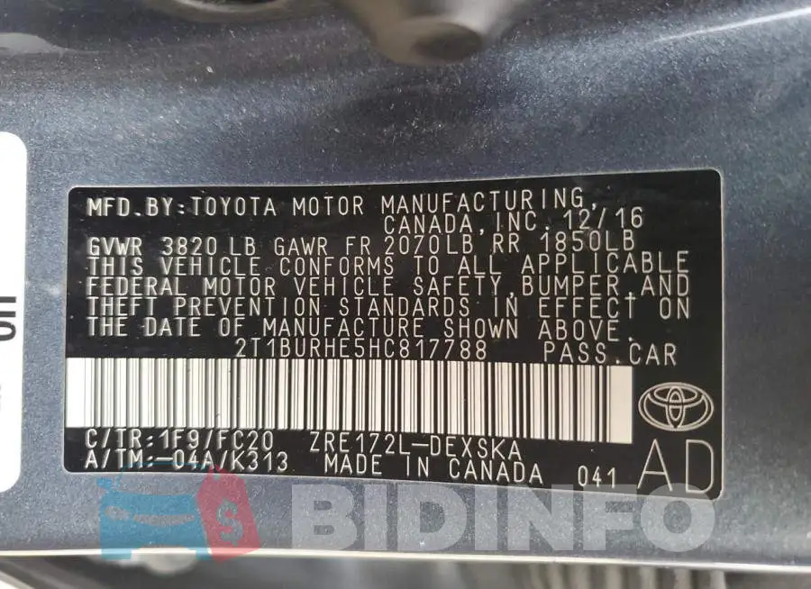 2T1BURHE5HC817788 Photo# 12