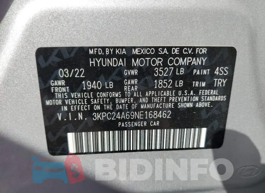 3KPC24A69NE168462 Photo# 12