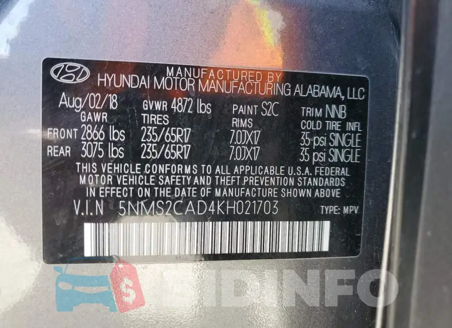 5NMS2CAD4KH021703 Photo# 13
