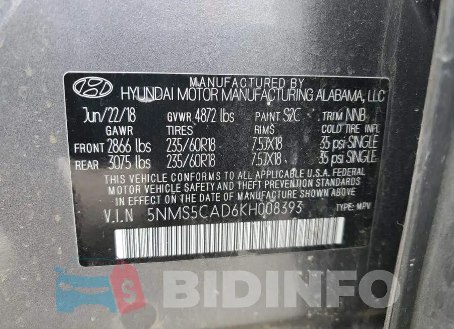 5NMS5CAD6KH008393 Photo# 13