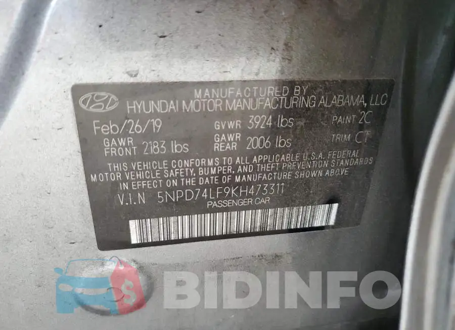 5NPD74LF9KH473311 Photo# 13