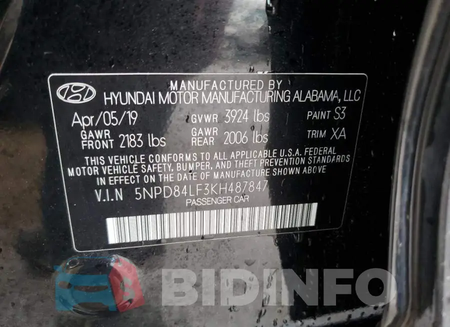 5NPD84LF3KH487847 Photo# 12