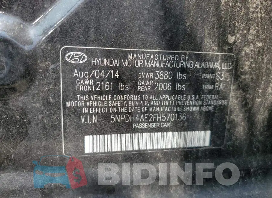 5NPDH4AE2FH570136 Photo# 12