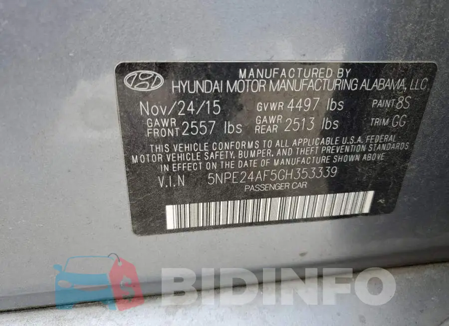 5NPE24AF5GH353339 Photo# 12