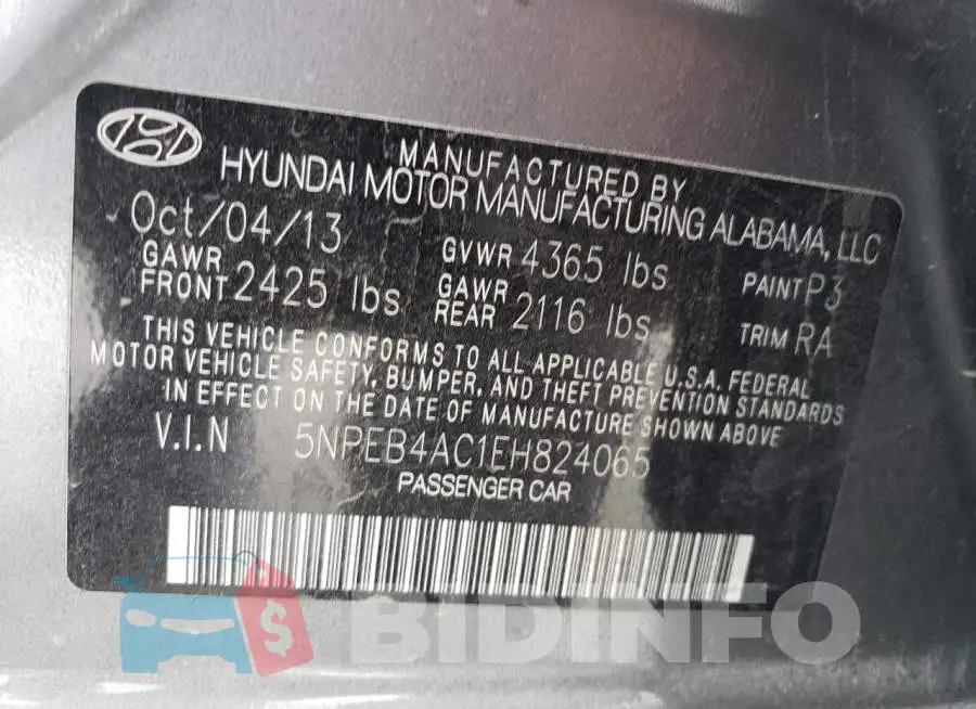 5NPEB4AC1EH824065 Photo# 12