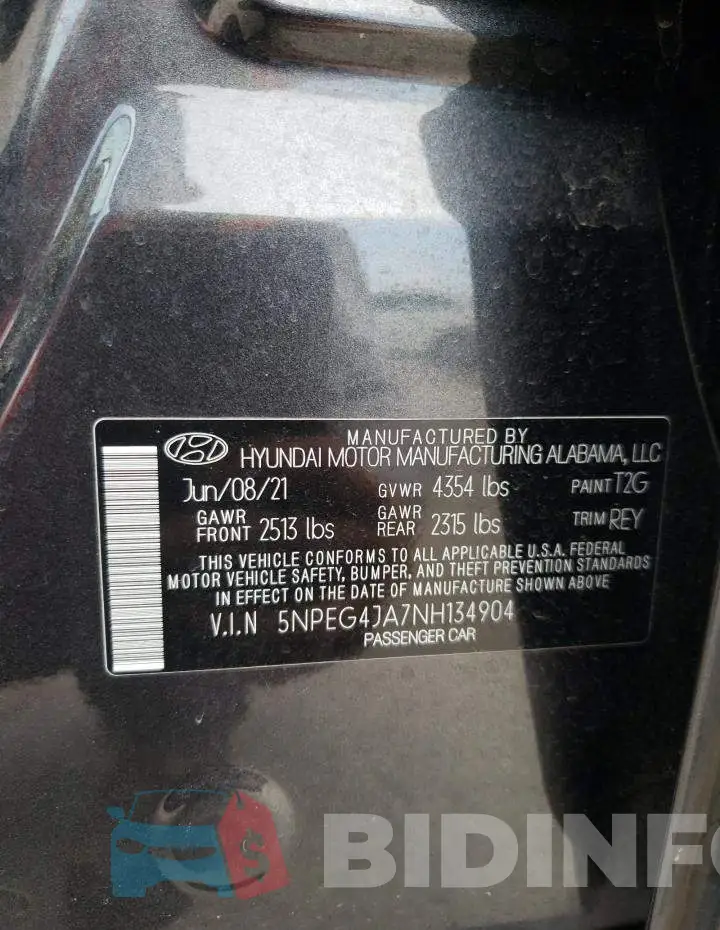 5NPEG4JA7NH134904 Photo# 12