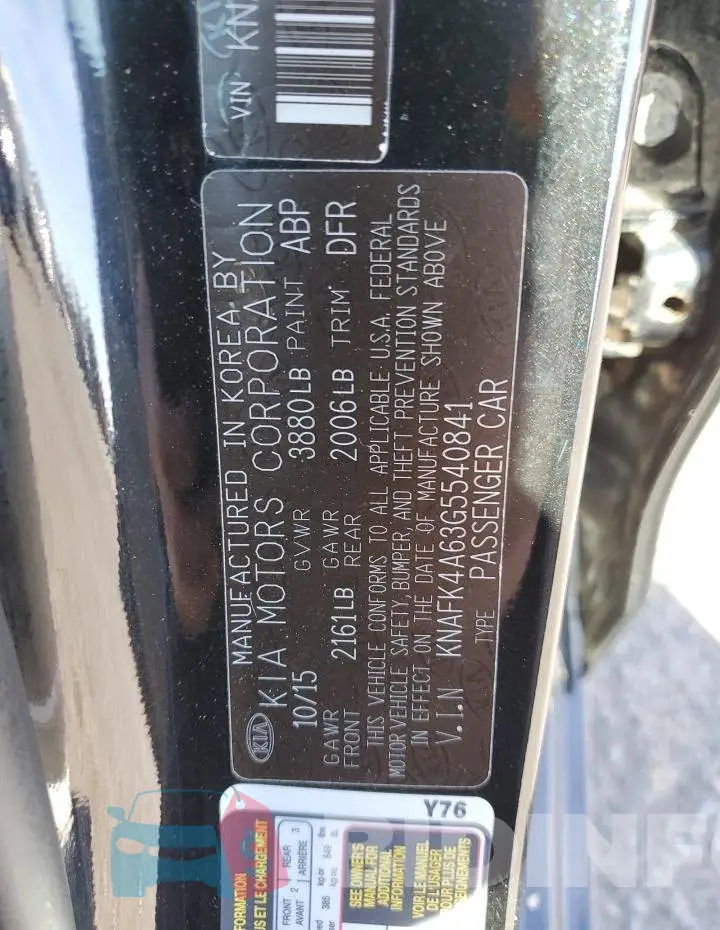 KNAFK4A63G5540841 Photo# 13