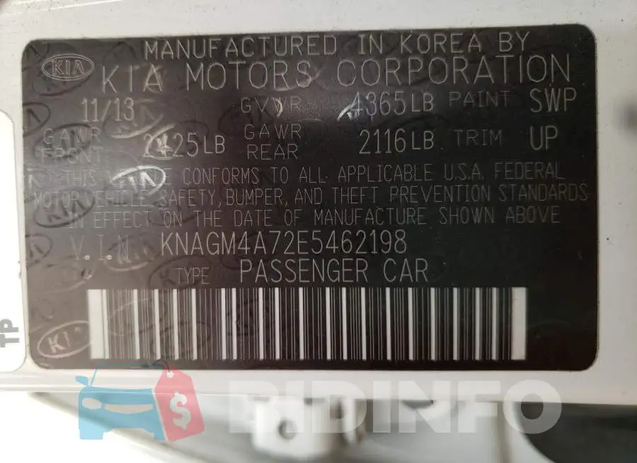 KNAGM4A72E5462198 Photo# 10