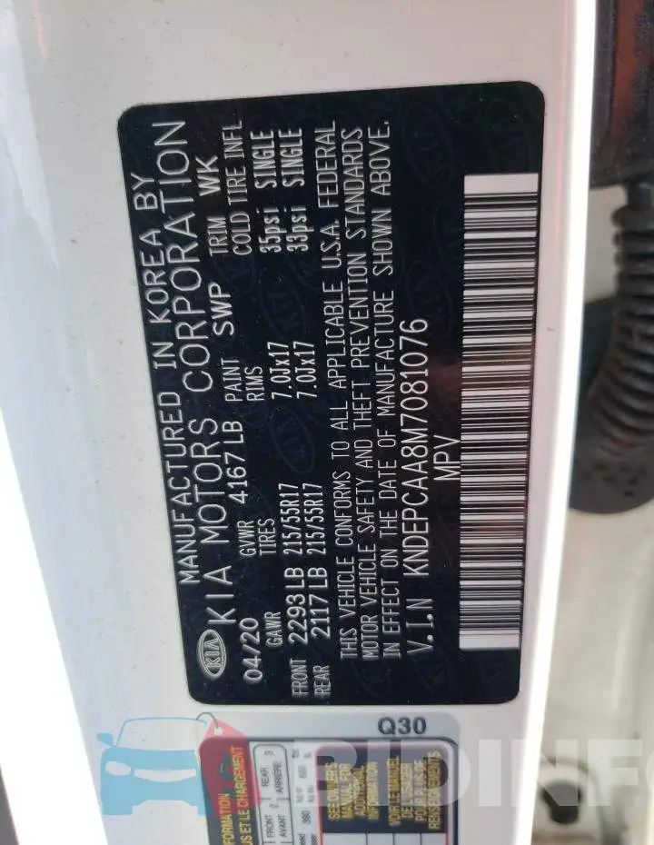 KNDEPCAA8M7081076 Photo# 14