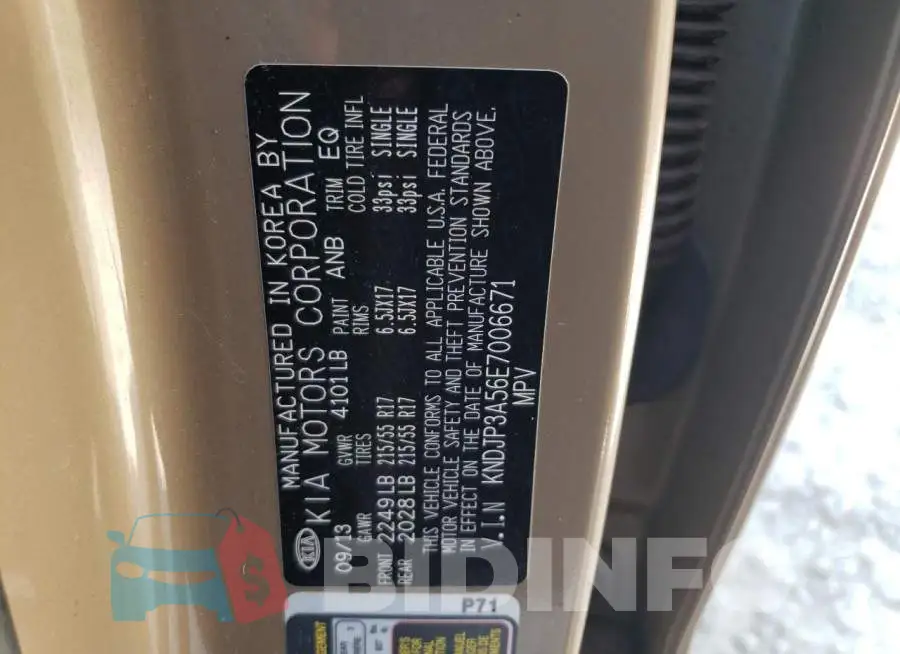KNDJP3A56E7006671 Photo# 12