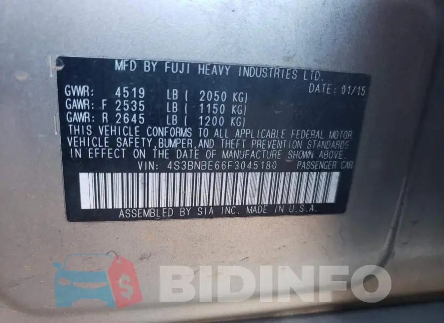 4S3BNBE66F3045180 Photo# 12