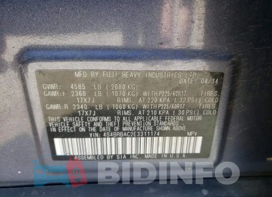 4S4BRBAC2E3311174 Photo# 12