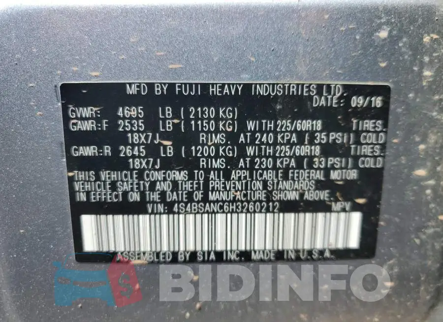 4S4BSANC6H3260212 Photo# 12