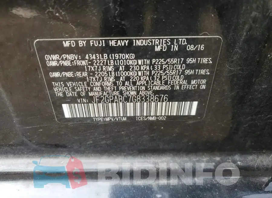 JF2GPABC7G8338676 Photo# 14