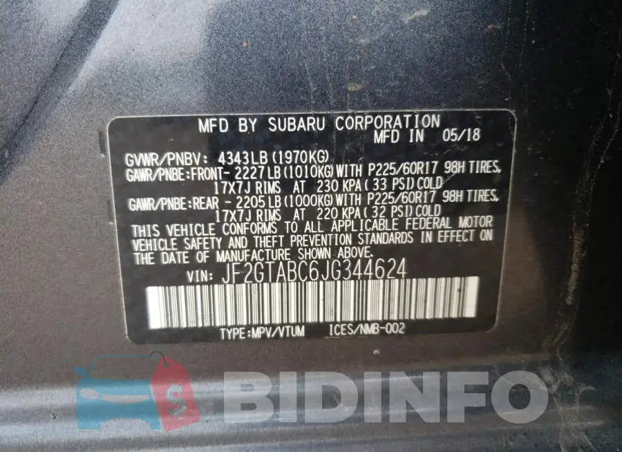 JF2GTABC6JG344624 Photo# 13