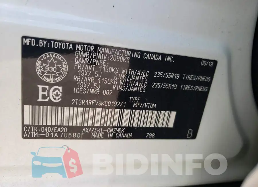 2T3R1RFV9KC019271 Photo# 13