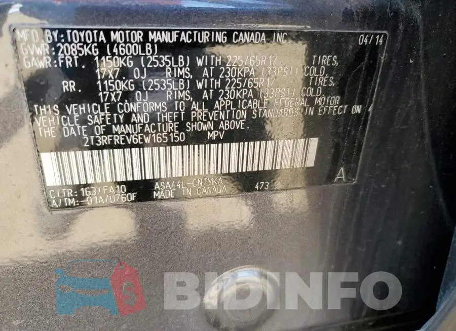 2T3RFREV6EW165150 Photo# 13