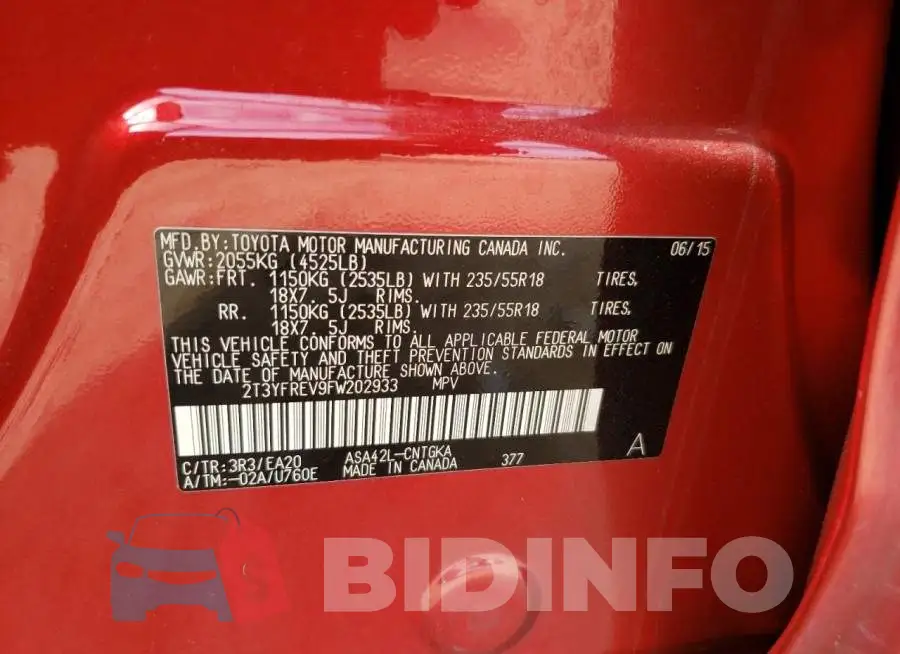 2T3YFREV9FW202933 Photo# 12