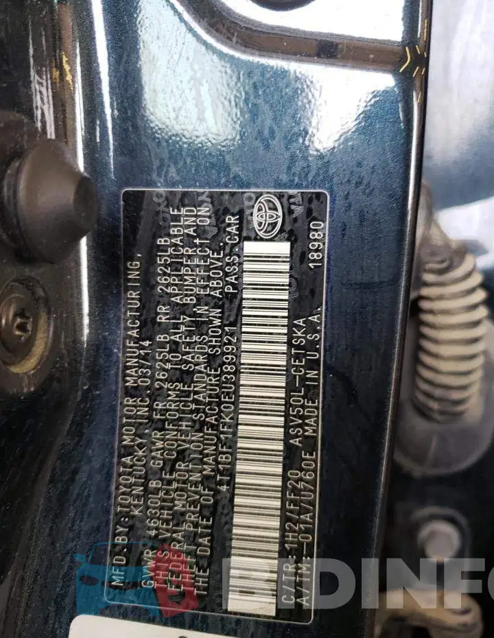 4T1BF1FK0EU389921 Photo# 13