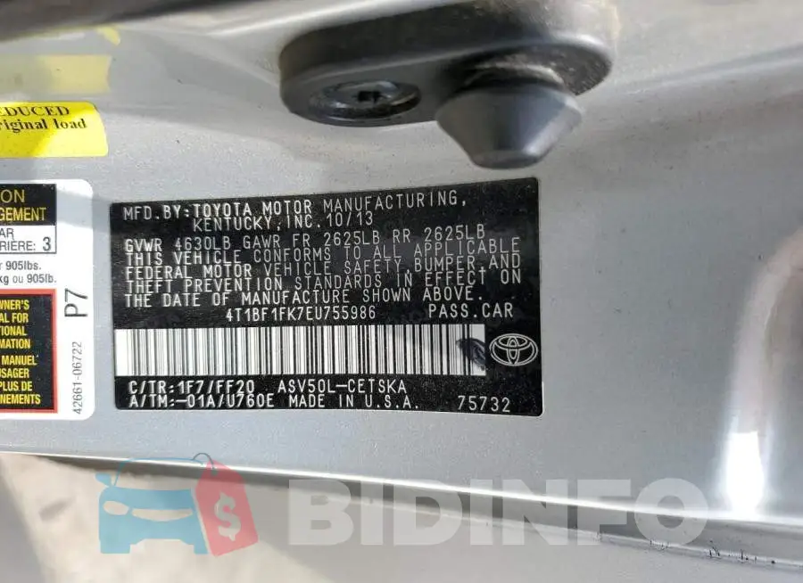 4T1BF1FK7EU755986 Photo# 12