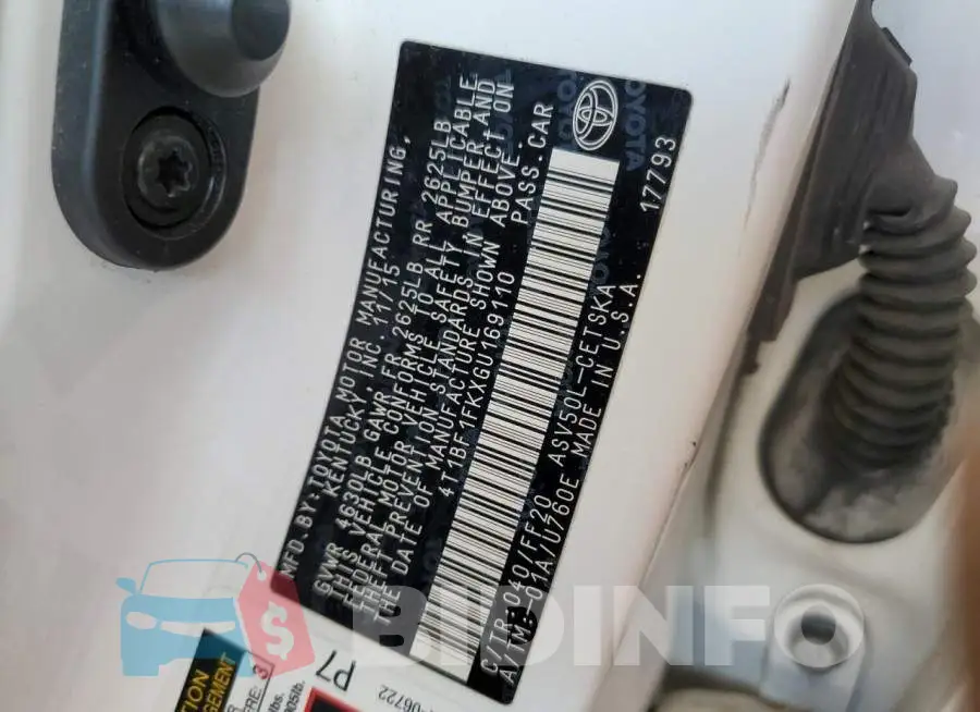 4T1BF1FKXGU169110 Photo# 12
