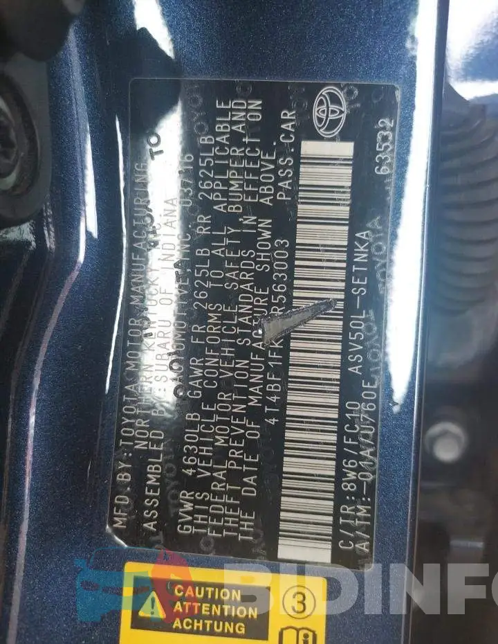 4T4BF1FKXGR563003 Photo# 10