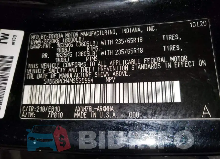 5TDGBRCH4MS520994 Photo# 14