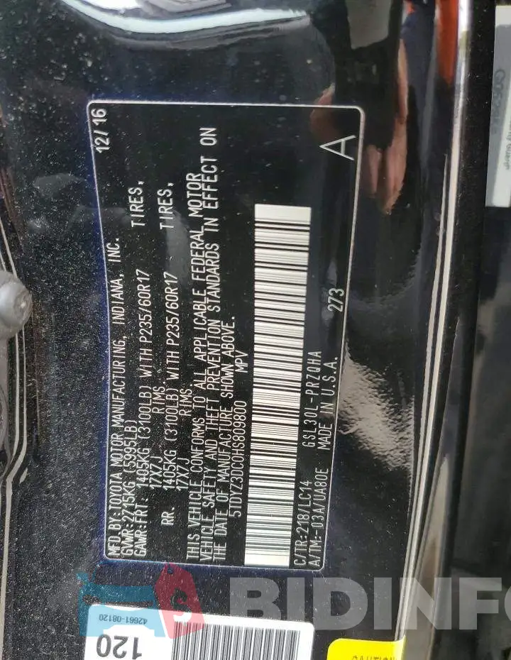 5TDYZ3DC0HS809800 Photo# 13