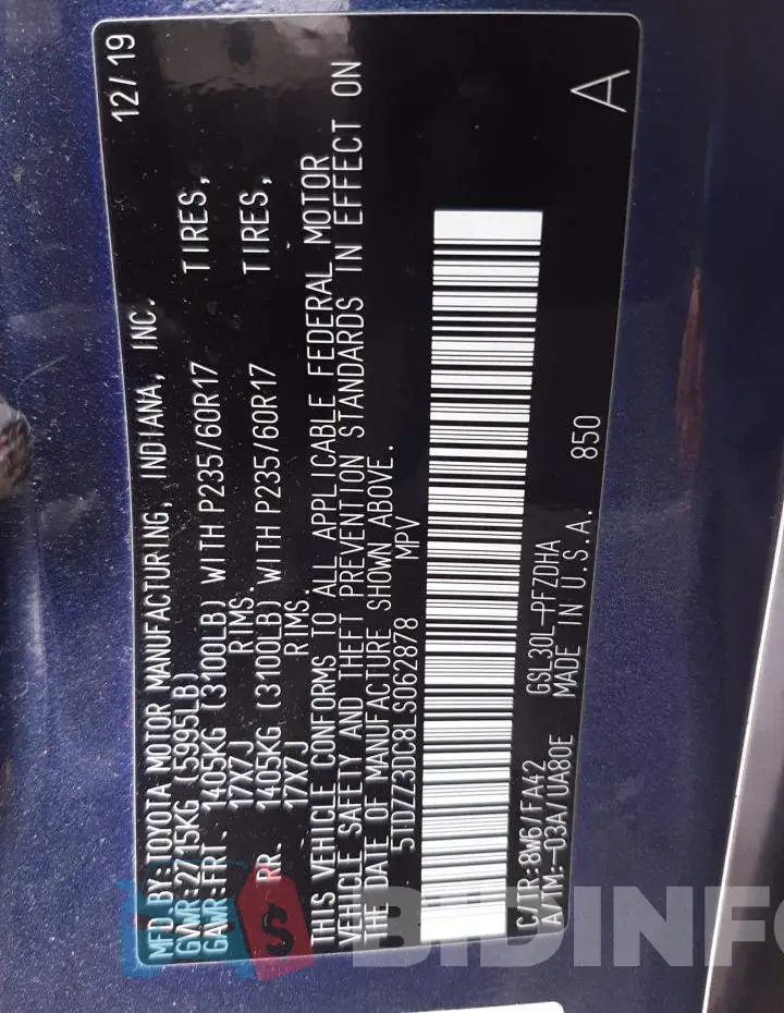5TDZZ3DC8LS062878 Photo# 14