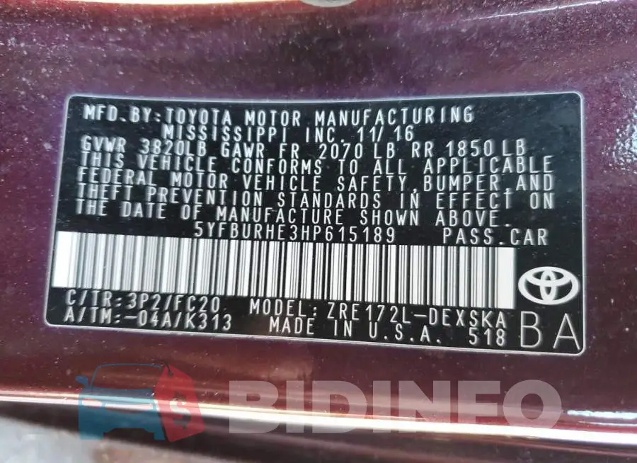 5YFBURHE3HP615189 Photo# 10