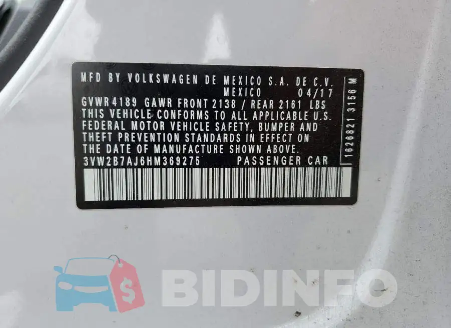 3VW2B7AJ6HM369275 Photo# 12