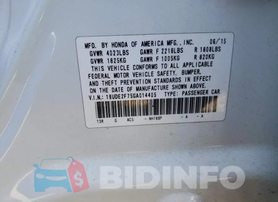 19UDE2F75GA014405 Photo# 13