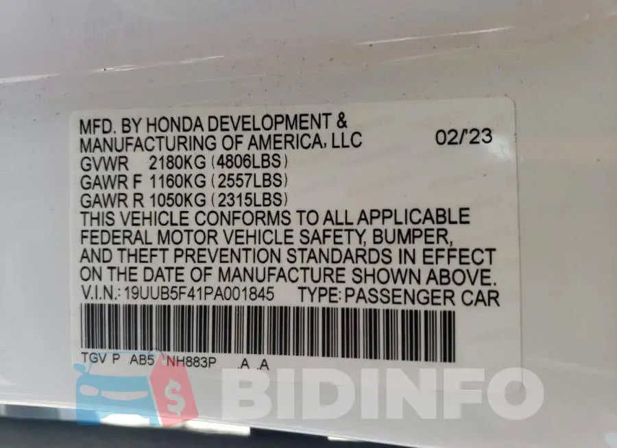 19UUB5F41PA001845 Photo# 12