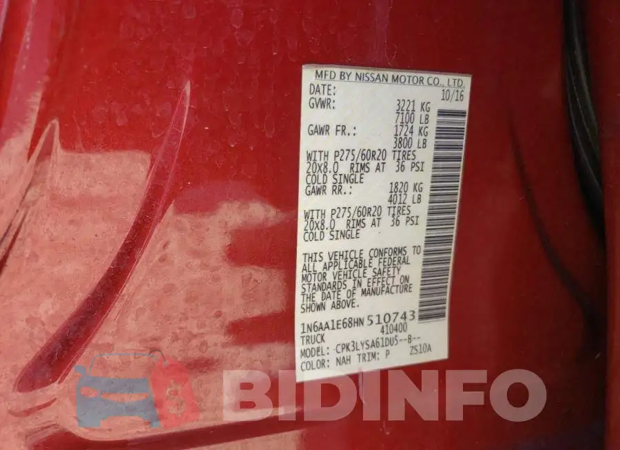 1N6AA1E68HN510743 Photo# 12