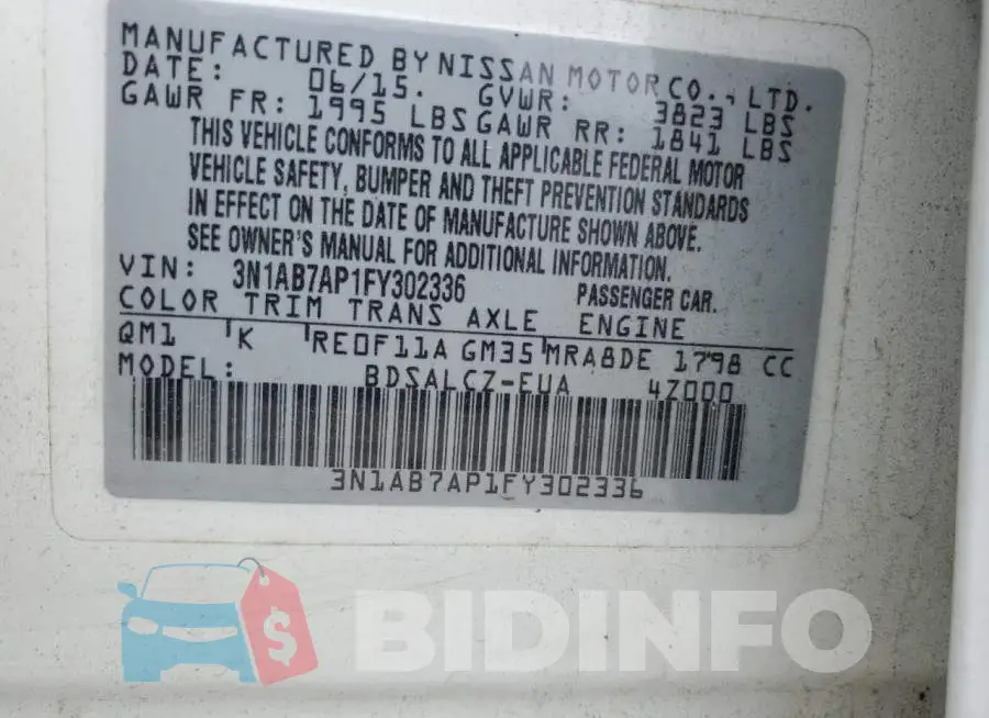 3N1AB7AP1FY302336 Photo# 12
